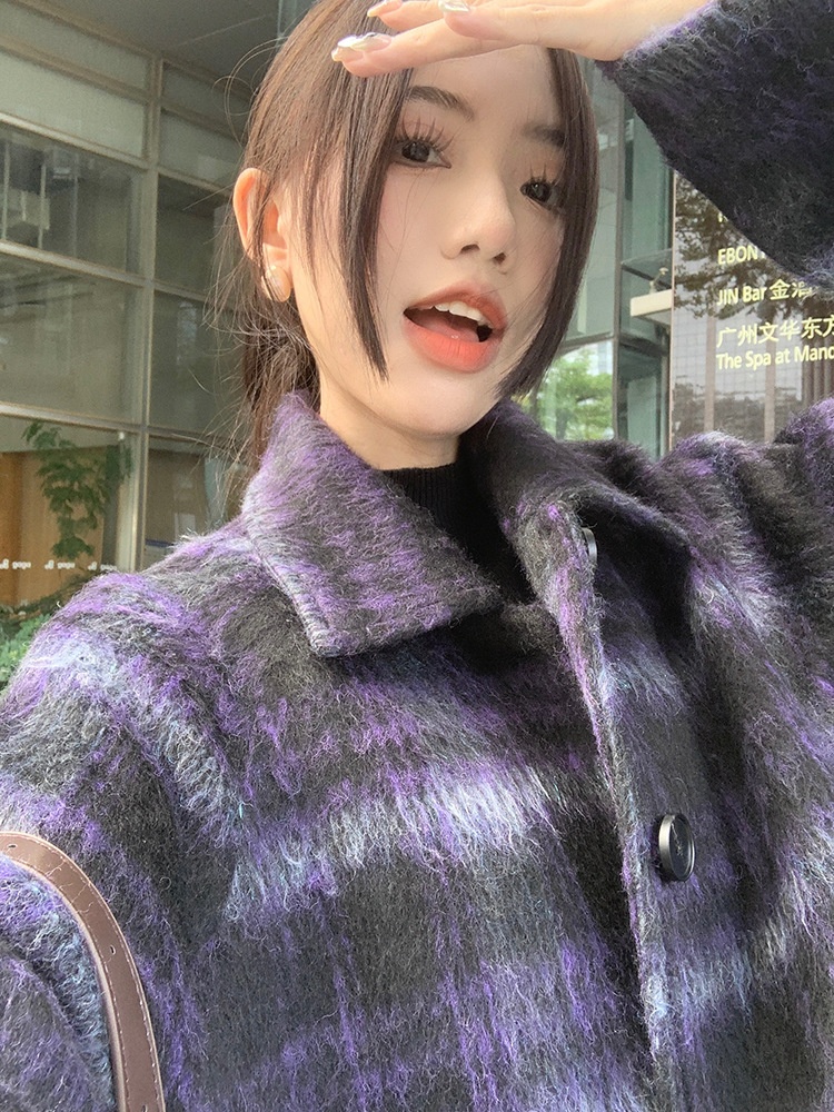 Retro Plaid Woolen Coat Image 4