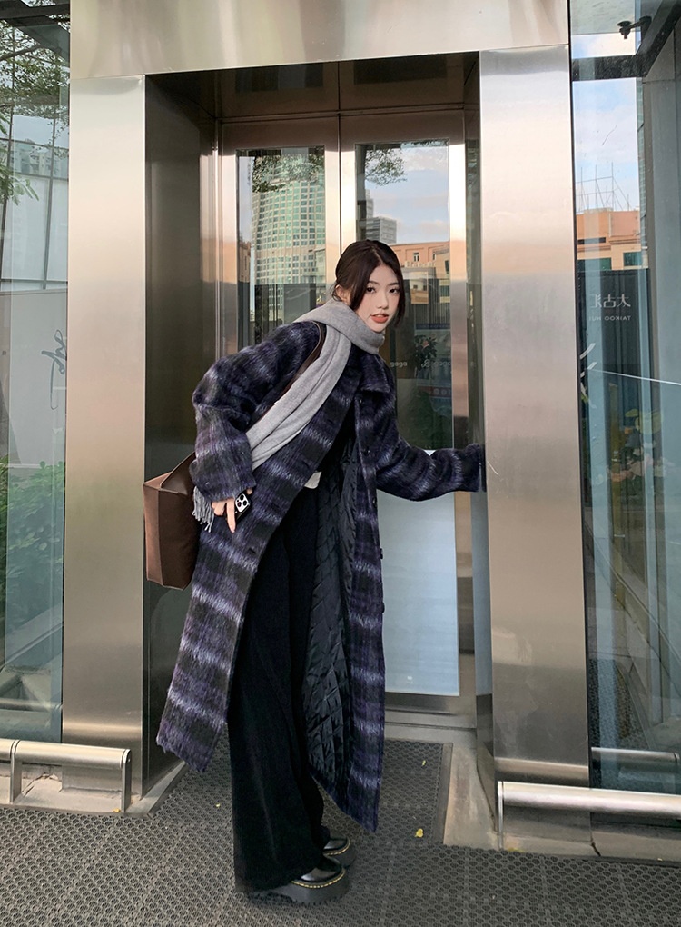Retro Plaid Woolen Coat Image 7
