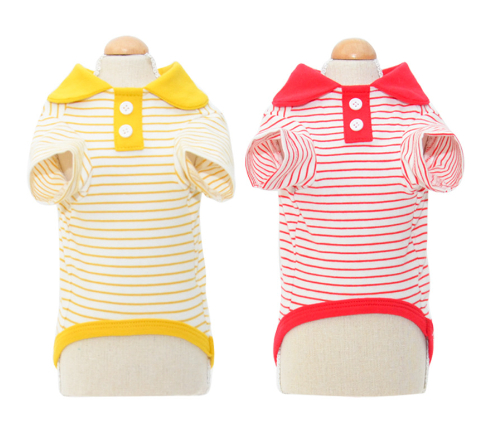 Cat Wearing Cute Striped Polo Shirt