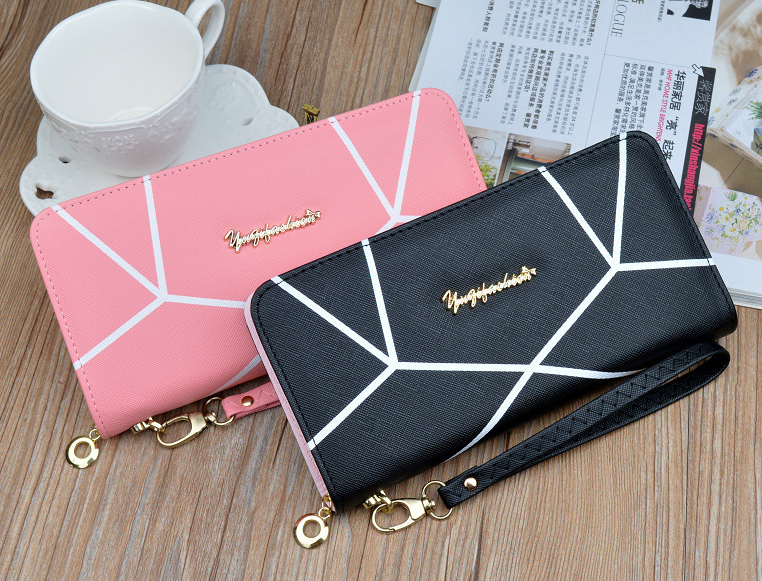 Geometric Pattern Long Purse - Purple