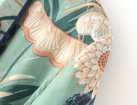 Printed Gown and Kimono Cardigan Image 2