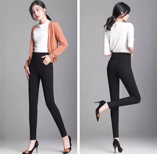 Women Wear Elastic Waist Stretch Long Pants - Image 4