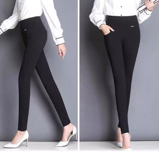 Women Wear Elastic Waist Stretch Long Pants - Image 5