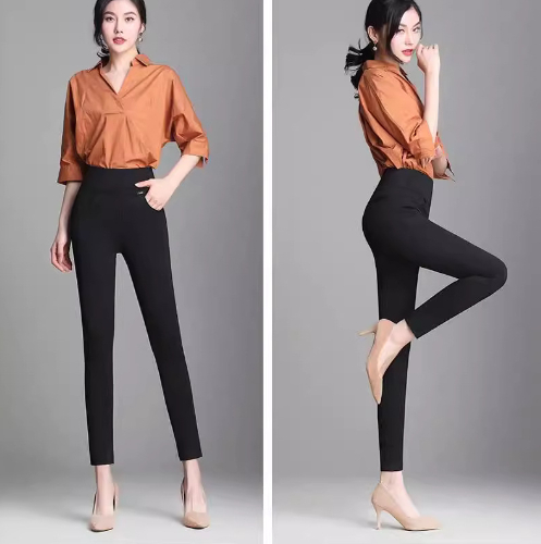 Women Wear Elastic Waist Stretch Long Pants - Image 3