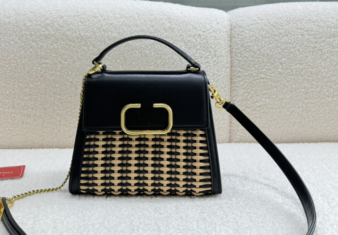 Houndstooth Woven Crossbody Bag - Front View