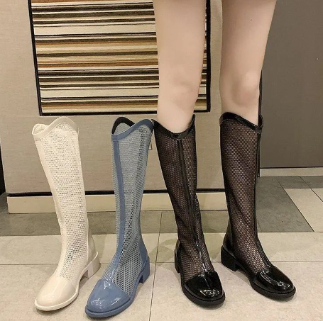 Hollow and Breathable Toe Thick Heel Ankle Boots