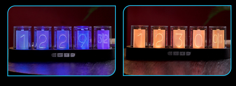 Decorazione desktop della sala giochi - LED incandescente tubo NIXIE orologio. Splendidi e colorati effetti di illuminazione RGB. Modalità di visualizzazione multiple. Confezione regalo di fascia alta