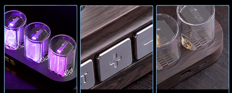 Decorazione desktop della sala giochi - LED incandescente tubo NIXIE orologio. Splendidi e colorati effetti di illuminazione RGB. Modalità di visualizzazione multiple. Confezione regalo di fascia alta