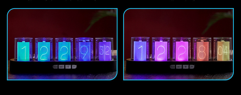 Decorazione desktop della sala giochi - LED incandescente tubo NIXIE orologio. Splendidi e colorati effetti di illuminazione RGB. Modalità di visualizzazione multiple. Confezione regalo di fascia alta