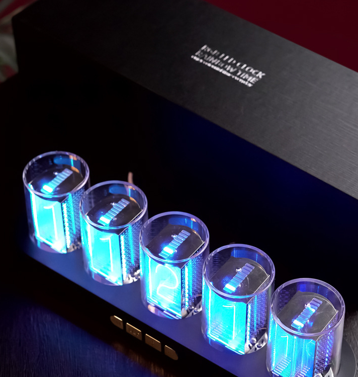 Decorazione desktop della sala giochi - LED incandescente tubo NIXIE orologio. Splendidi e colorati effetti di illuminazione RGB. Modalità di visualizzazione multiple. Confezione regalo di fascia alta