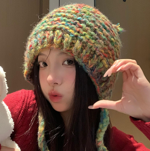 Rainbow Wool Knitted Toe Cap Beanie Hat - Image 2