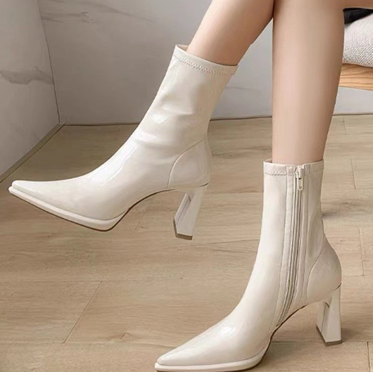 Thick-heeled Fashion Heighten Elastic High-heeled Martin Boots Image 1