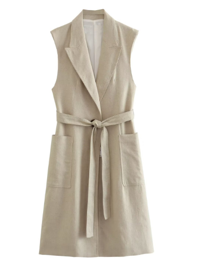 Women's Loose Suede Texture Lace Waistcoat Jacket Image 2
