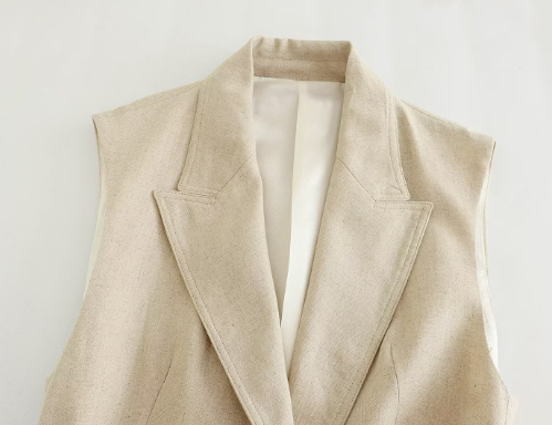 Women's Loose Suede Texture Lace Waistcoat Jacket Image 1