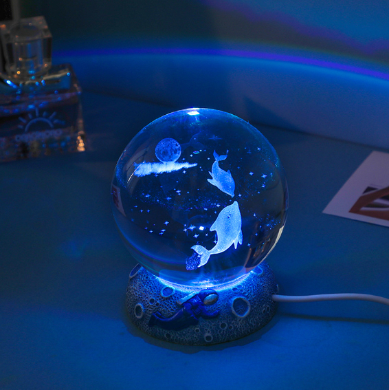 Crystal Ball Night Lights Glowing Sea Jellyfish Astronaut Table Lamp USB Atmosphere Lamp Table Decorations Kid Gifts Night Lamp