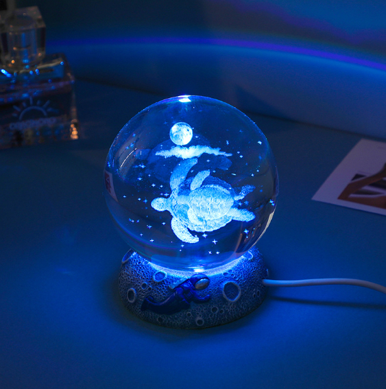 Crystal Ball Night Lights Glowing Sea Jellyfish Astronaut Table Lamp USB Atmosphere Lamp Table Decorations Kid Gifts Night Lamp