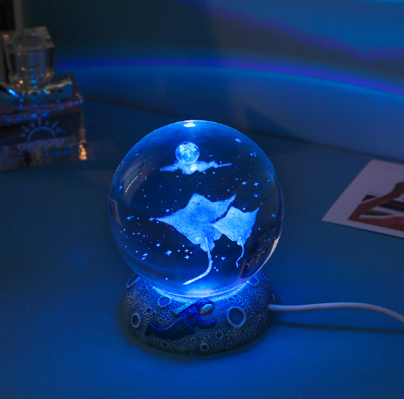 Crystal Ball Night Lights Glowing Sea Jellyfish Astronaut Table Lamp USB Atmosphere Lamp Table Decorations Kid Gifts Night Lamp