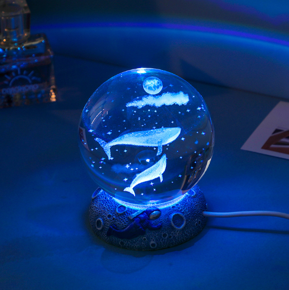 Crystal Ball Night Lights Glowing Sea Jellyfish Astronaut Table Lamp USB Atmosphere Lamp Table Decorations Kid Gifts Night Lamp