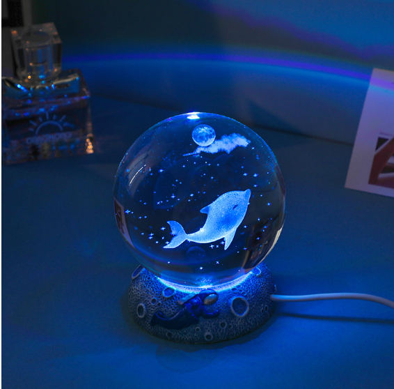 Crystal Ball Night Lights Glowing Sea Jellyfish Astronaut Table Lamp USB Atmosphere Lamp Table Decorations Kid Gifts Night Lamp