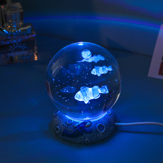 Crystal Ball Night Lights Glowing Sea Jellyfish Astronaut Table Lamp USB Atmosphere Lamp Table Decorations Kid Gifts Night Lamp