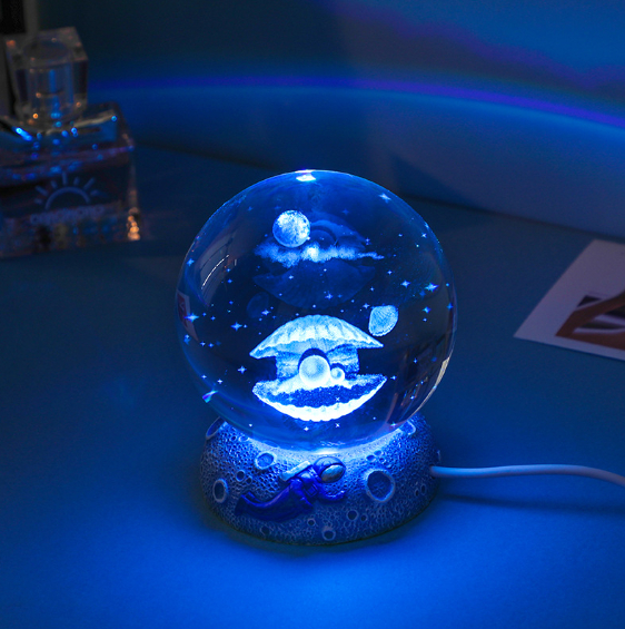 Crystal Ball Night Lights Glowing Sea Jellyfish Astronaut Table Lamp USB Atmosphere Lamp Table Decorations Kid Gifts Night Lamp