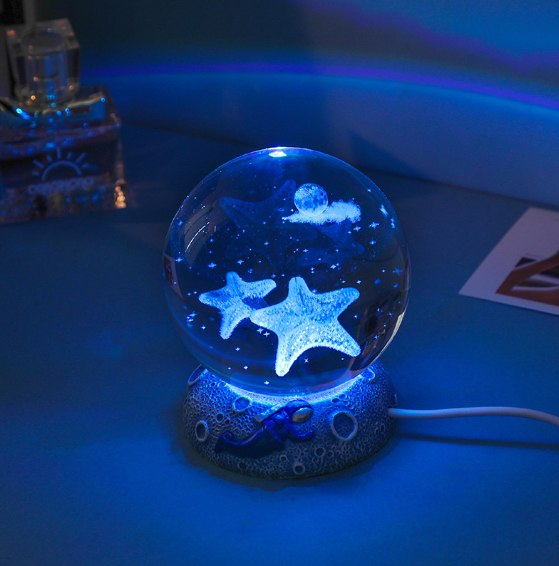 Crystal Ball Night Lights Glowing Sea Jellyfish Astronaut Table Lamp USB Atmosphere Lamp Table Decorations Kid Gifts Night Lamp