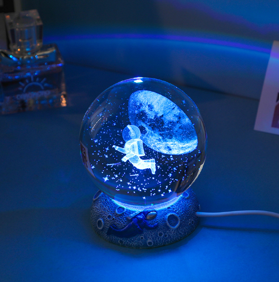 Crystal Ball Night Lights Glowing Sea Jellyfish Astronaut Table Lamp USB Atmosphere Lamp Table Decorations Kid Gifts Night Lamp