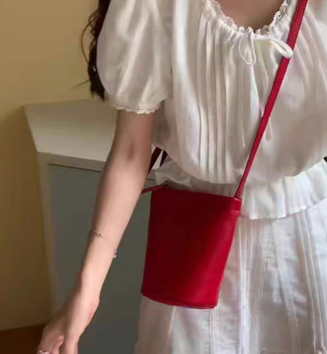 Red Bucket Bag Front View