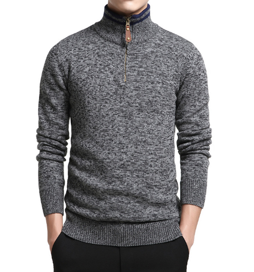 Zipper Stand-up Collar Fashion Sweater - Image 2