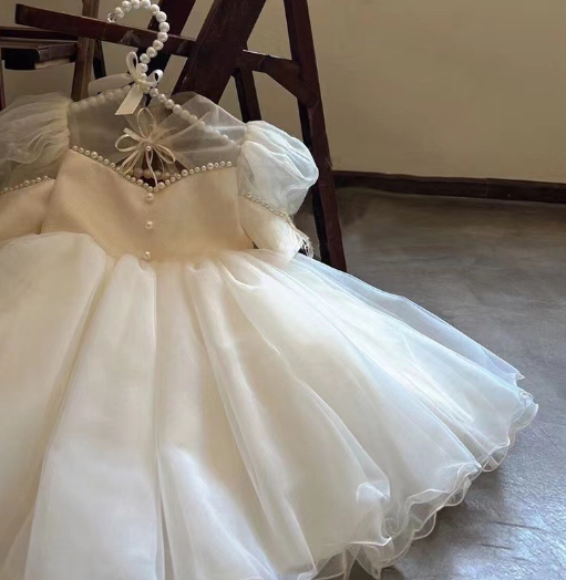 Children's Fashion White Princess Dress