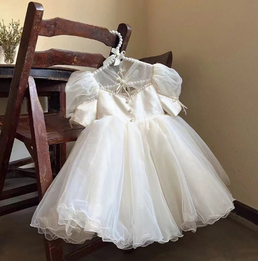 Children's Fashion White Princess Dress