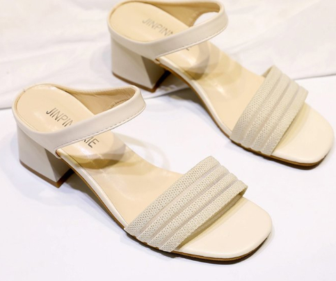 High-heeled Leather Lazy Sandals