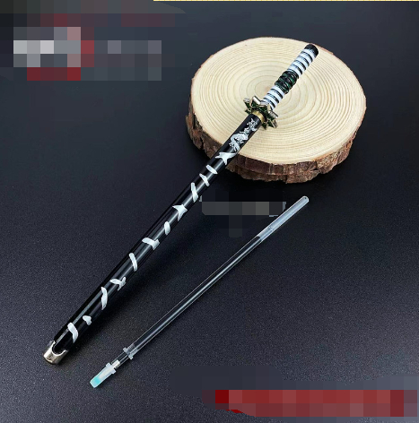 New Styles Japan Anime Demon Model Gel Pen 0.5mm Black Refill with Pen Rack Cosplay Prop Kid Student Gift Slayer Weapon Sword
