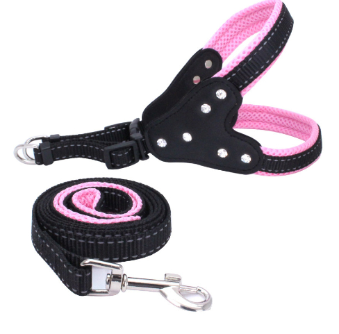 Rhinestone Pet Reflective Gallus Traction Sleeve Image 1