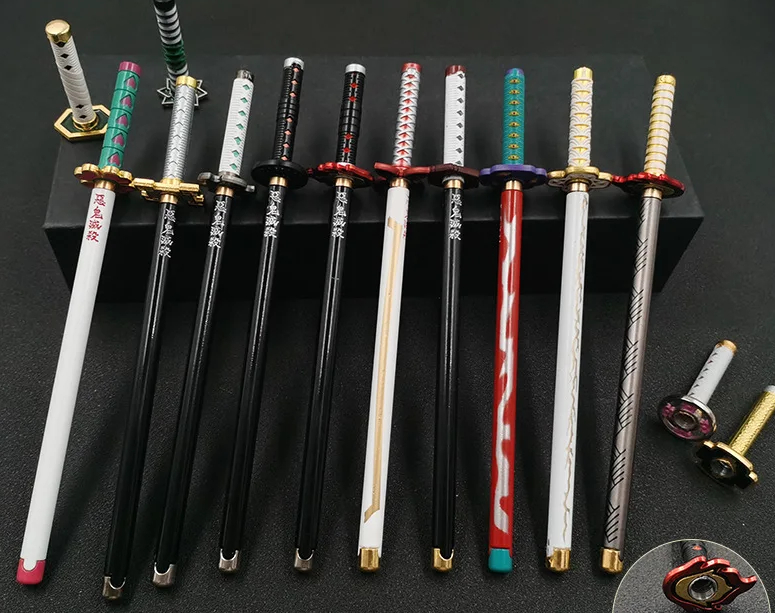 New Styles Japan Anime Demon Model Gel Pen 0.5mm Black Refill with Pen Rack Cosplay Prop Kid Student Gift Slayer Weapon Sword