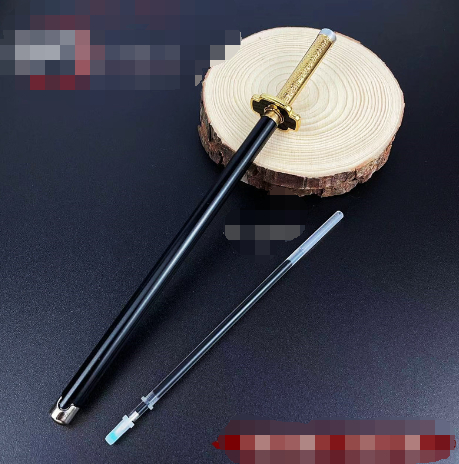 New Styles Japan Anime Demon Model Gel Pen 0.5mm Black Refill with Pen Rack Cosplay Prop Kid Student Gift Slayer Weapon Sword