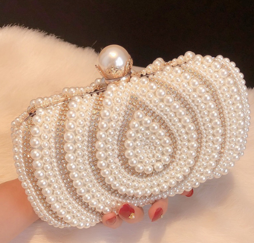 Fashion Retro Women's Rhinestone Pearl Handbag