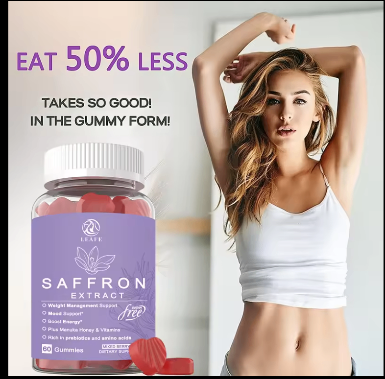 100% Pure Saffron Gummy Extract 88.5mg Saffron Supplement Gummies With Honey & Vitamin B6 B12 D3 C For Eye Health image
