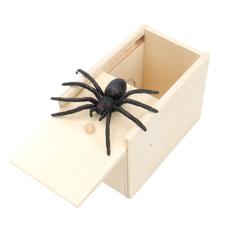 Wooden Prank Box Spider Toy
