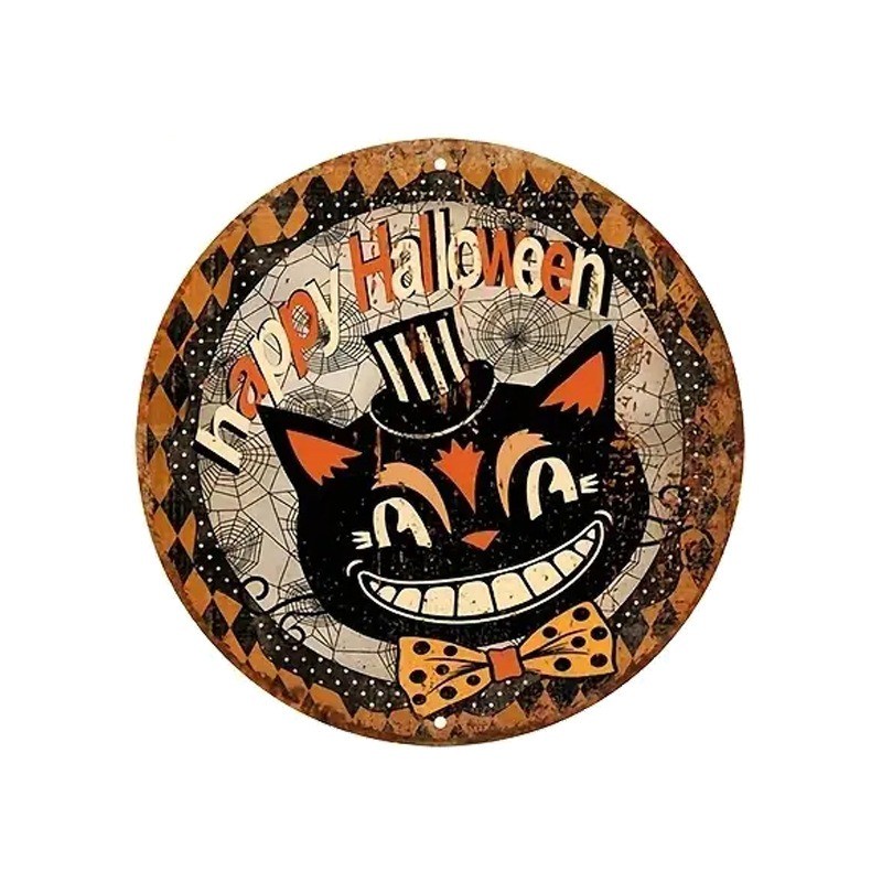 Halloween Wooden Wreath Logo Retro Pumpkin Head Wooden Pendant Horror Art Decoration Home Garden Yard image