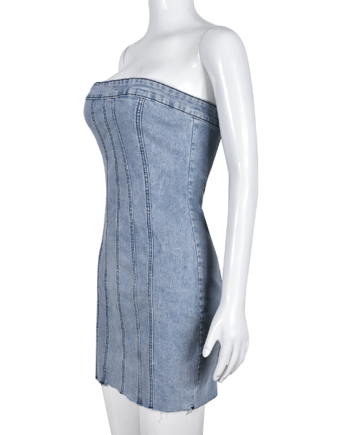 Backless Denim Tube Dress 8