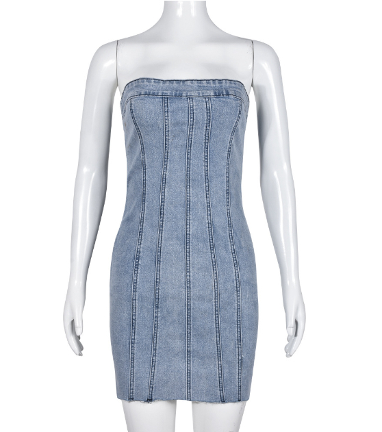 Backless Denim Tube Dress 7