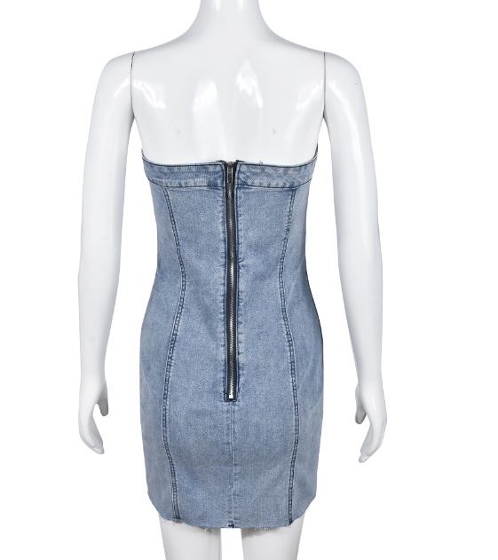 Backless Denim Tube Dress 9