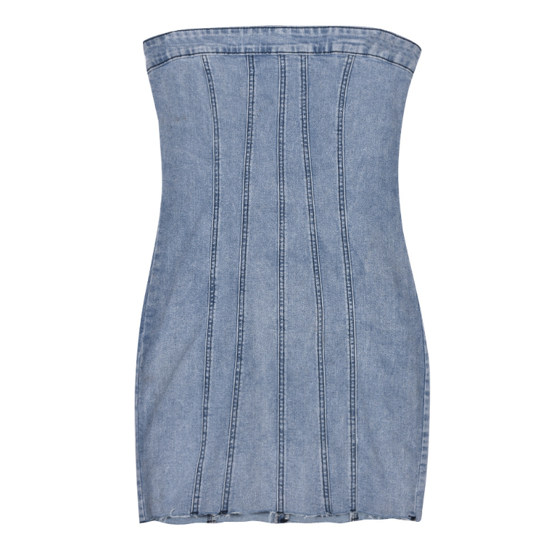 Backless Denim Tube Dress 12