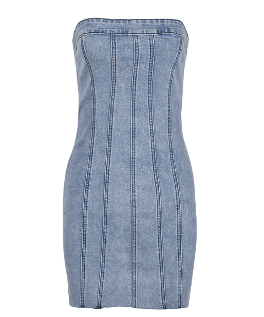 Backless Denim Tube Dress 10