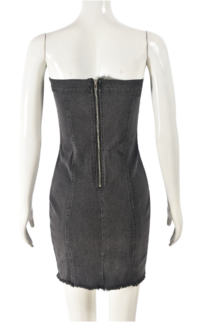 Backless Denim Tube Dress 16