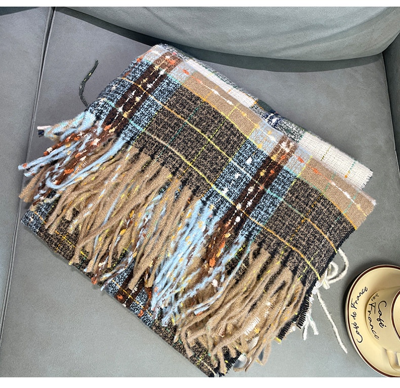 Starry galaxy plaid scarf in full view