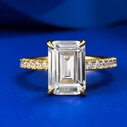 S925 Silver High Carbon Diamond Ring - Platinum