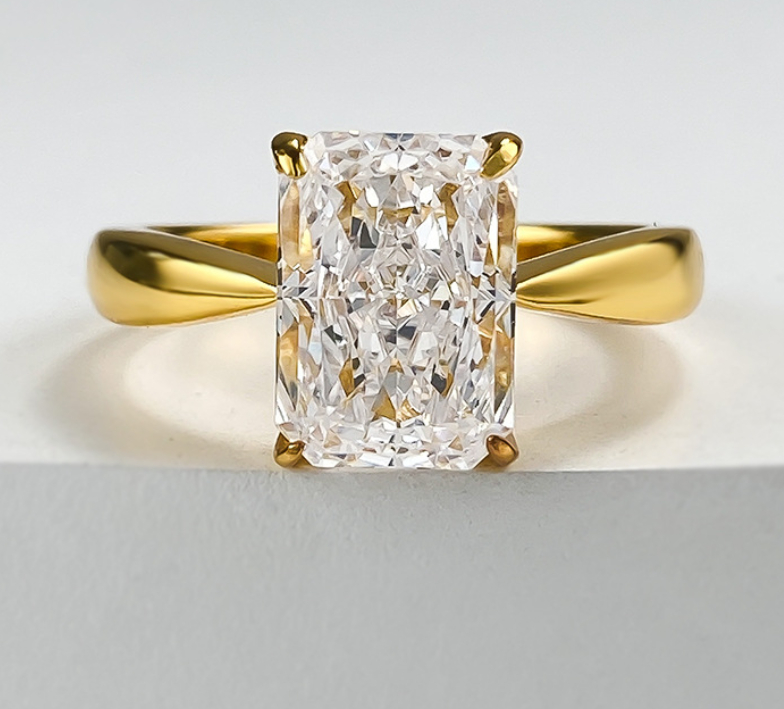 14K Gold Radiant Cut Lab Diamond Ring