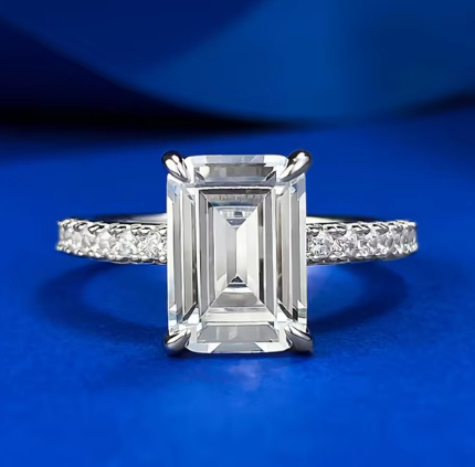 S925 Silver High Carbon Diamond Ring - Gold